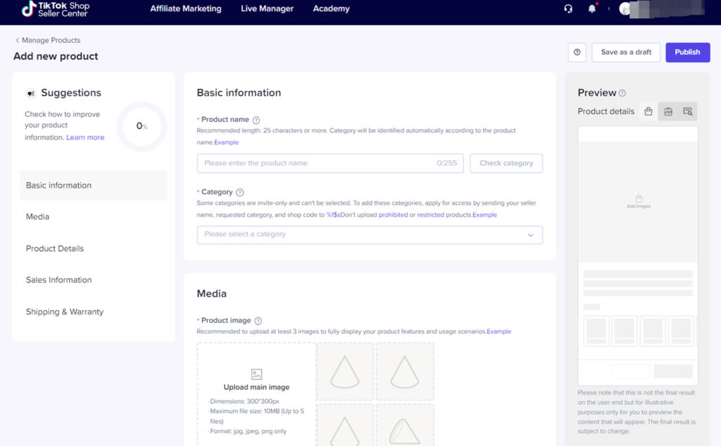 Here's An image showing the process of adding products to TikTok Shop, either manually or through synchronization with Shopify. This visual aid will make it easier for users to understand product listing.