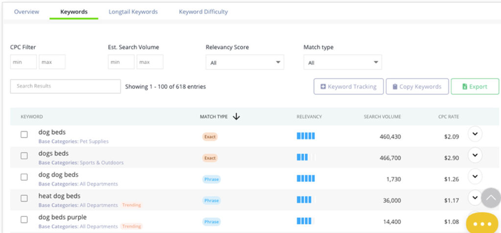 Keyword Research Tool Interface Highlighting Keyword Volumes 2